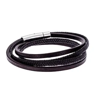 Βραχιόλι Senza Men&#039;s Steel Leather Strap