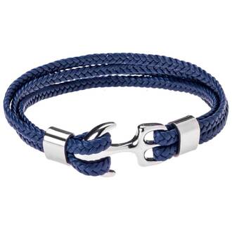 Βραχιόλι Senza Men&#039;s Steel Blue Leather Strap