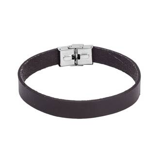 Βραχιόλι Senza Men&#039;s Steel Brown Leather Strap