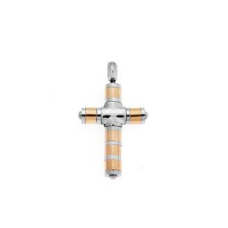 Κολιέ Senza Men&#039;s Steel, Δίχρωμος Σταυρός από Ατσάλι