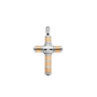 Κολιέ Senza Men&#039;s Steel, Δίχρωμος Σταυρός από Ατσάλι