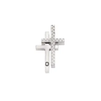 Μοτίφ Senza Men&#039;s Steel, Διπλός Σταυρός από Ατσάλι