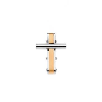 Κολιέ Senza Men&#039;s Steel, Δίχρωμος Σταυρός από Ατσάλι