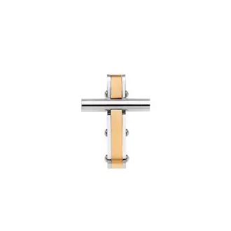 Κολιέ Senza Men&#039;s Steel, Δίχρωμος Σταυρός από Ατσάλι