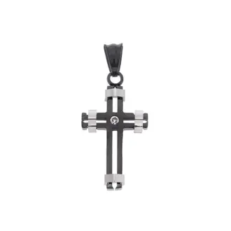 Μοτίφ Senza Men&#039;s Steel, Δίχρωμος Σταυρός από Ατσάλι