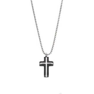 Κολιέ Senza Men&#039;s Steel, Δίχρωμος Σταυρός από Ατσάλι