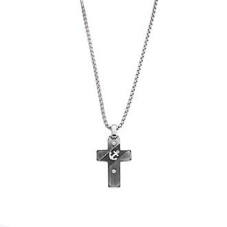 Κολιέ Senza Men&#039;s Steel, Σταυρός με άγκυρα από Ατσάλι