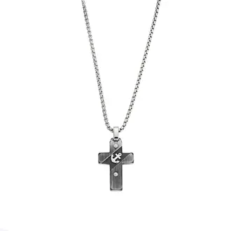 Κολιέ Senza Men&#039;s Steel, Σταυρός με άγκυρα από Ατσάλι