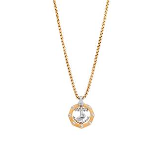 Κολιέ Senza Men&#039;s Steel, Δίχρωμη Άγκυρα από επιχρυσωμένο Ατσάλι με χρυσή καδένα