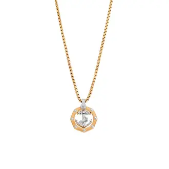 Κολιέ Senza Men&#039;s Steel, Δίχρωμη Άγκυρα από επιχρυσωμένο Ατσάλι με χρυσή καδένα