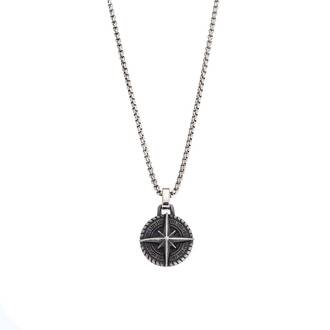 Κολιέ Senza Men&#039;s Steel, Πυξίδα από Ατσάλι με ασημί καδένα