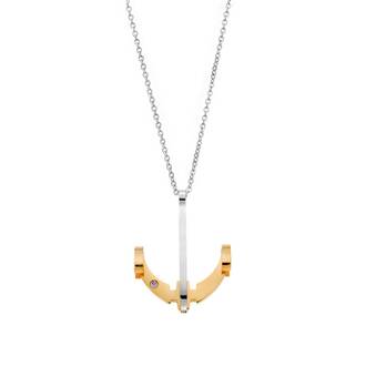 Μοτίφ Senza Men&#039;s Steel, Δίχρωμη Άγκυρα με λευκή πέτρα από ατσάλι