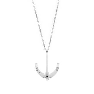 Μοτίφ Senza Men&#039;s Steel, Άγκυρα με λευκή πέτρα από ατσάλι