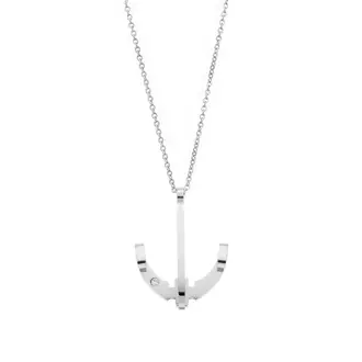 Μοτίφ Senza Men&#039;s Steel, Άγκυρα με λευκή πέτρα από ατσάλι