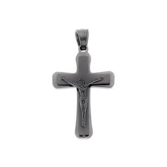 Μοτίφ Senza Men&#039;s Steel, Σταυρός με τον Εσταυρωμένο σε μαύρο χρώμα από ατσάλι
