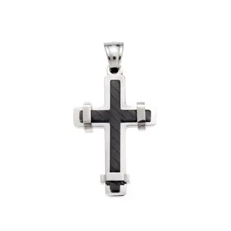 Μοτίφ Senza Men&#039;s Steel, Δίχρωμος Σταυρός από ατσάλι
