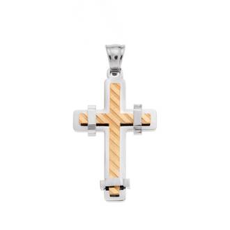 Μοτίφ Senza Men&#039;s Steel, Δίχρωμος Σταυρός από ατσάλι