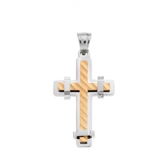 Μοτίφ Senza Men&#039;s Steel, Δίχρωμος Σταυρός από ατσάλι