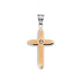 Μοτίφ Senza Men&#039;s Steel, Δίχρωμος Σταυρός από ατσάλι