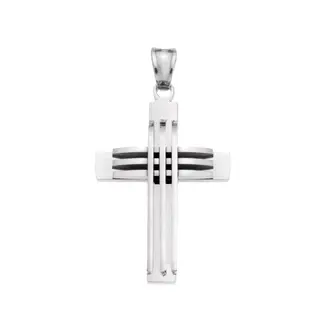 Μοτίφ Senza Men&#039;s Steel, Σταυρός με γραμμές από ατσάλι