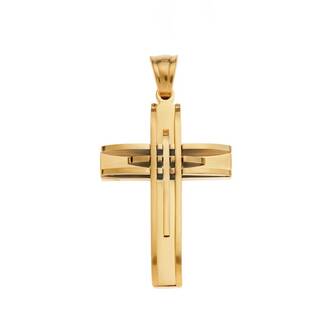Μοτίφ Senza Men&#039;s Steel, Σταυρός με γραμμές από επιχρυσωμένο ατσάλι