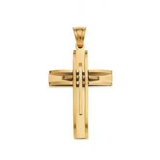 Μοτίφ Senza Men&#039;s Steel, Σταυρός με γραμμές από επιχρυσωμένο ατσάλι