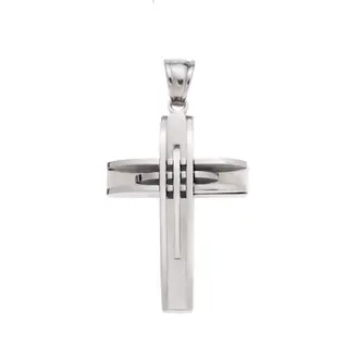 Μοτίφ Senza Men&#039;s Steel, Σταυρός με γραμμές από ατσάλι