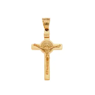 Μοτίφ Senza Men&#039;s Steel, Σταυρός με τον Εσταυρωμένο από επιχρυσωμένο ατσάλι