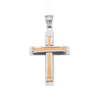 Μοτίφ Senza Men&#039;s Steel, Δίχρωμος Σταυρός από ατσάλι