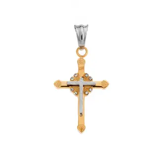 Μοτίφ Senza Men&#039;s Steel, Δίχρωμος Σταυρός από ατσάλι με πέτρες