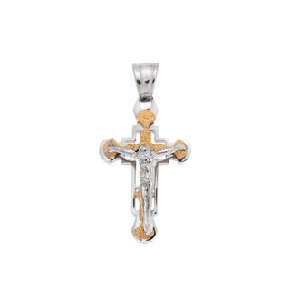 Μοτίφ Senza Men&#039;s Steel, Δίχρωμος Σταυρός με τον Εσταυρωμένο από ατσάλι