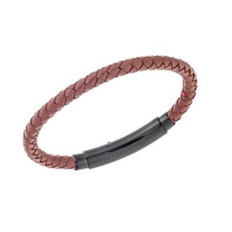 Βραχιόλι Senza Men&#039;s Steel Brown Leather Strap