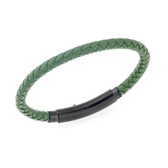 Βραχιόλι Senza Men&#039;s Steel Green Leather Strap