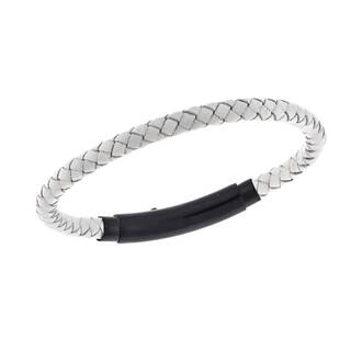 Βραχιόλι Senza Men&#039;s Steel White Leather Strap