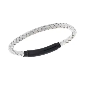 Βραχιόλι Senza Men&#039;s Steel White Leather Strap