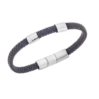 Βραχιόλι Senza Men&#039;s Steel Black &amp; Brown Leather Strap