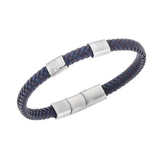Βραχιόλι Senza Men&#039;s Steel Blue &amp; Brown Leather Strap