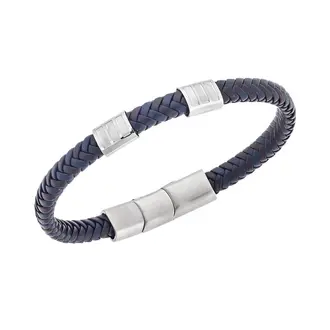 Βραχιόλι Senza Men&#039;s Steel Blue &amp; Brown Leather Strap