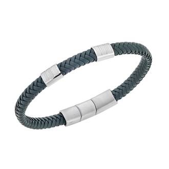 Βραχιόλι Senza Men&#039;s Steel Green Leather Strap