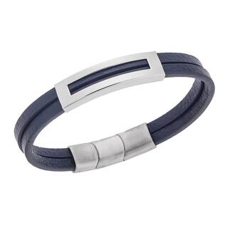 Βραχιόλι Senza Men&#039;s Steel Blue Leather Strap