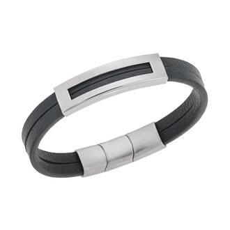 Βραχιόλι Senza Men&#039;s Steel Green Leather Strap
