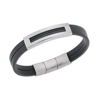 Βραχιόλι Senza Men&#039;s Steel Green Leather Strap