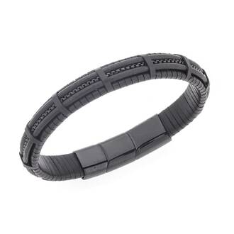 Βραχιόλι Senza Men&#039;s Steel Brown Leather Strap