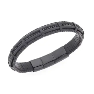 Βραχιόλι Senza Men&#039;s Steel Brown Leather Strap