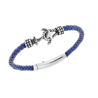 Βραχιόλι Senza Men&#039;s Steel Blue Leather Strap, δέρμα με άγκυρα