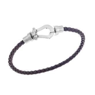 Βραχιόλι Senza Men&#039;s Steel Brown Leather Strap