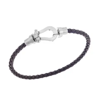 Βραχιόλι Senza Men&#039;s Steel Brown Leather Strap