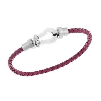 Βραχιόλι Senza Men&#039;s Steel Red Leather Strap