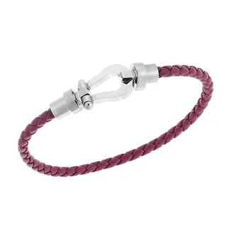 Βραχιόλι Senza Men&#039;s Steel Red Leather Strap