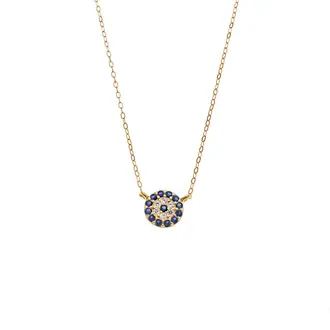 Κολιέ Senza Silver 925 Gold Plated, Στρογγυλό ματάκι με ζιργκόν
